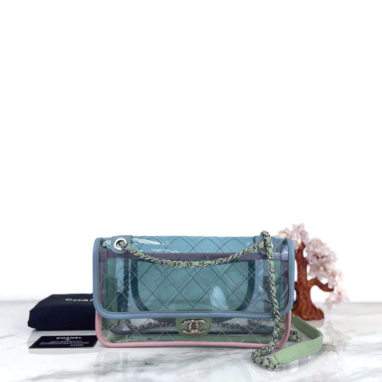 CHANEL Coco Splash Flap Bag Quilted PVC With Lambskin Medium 