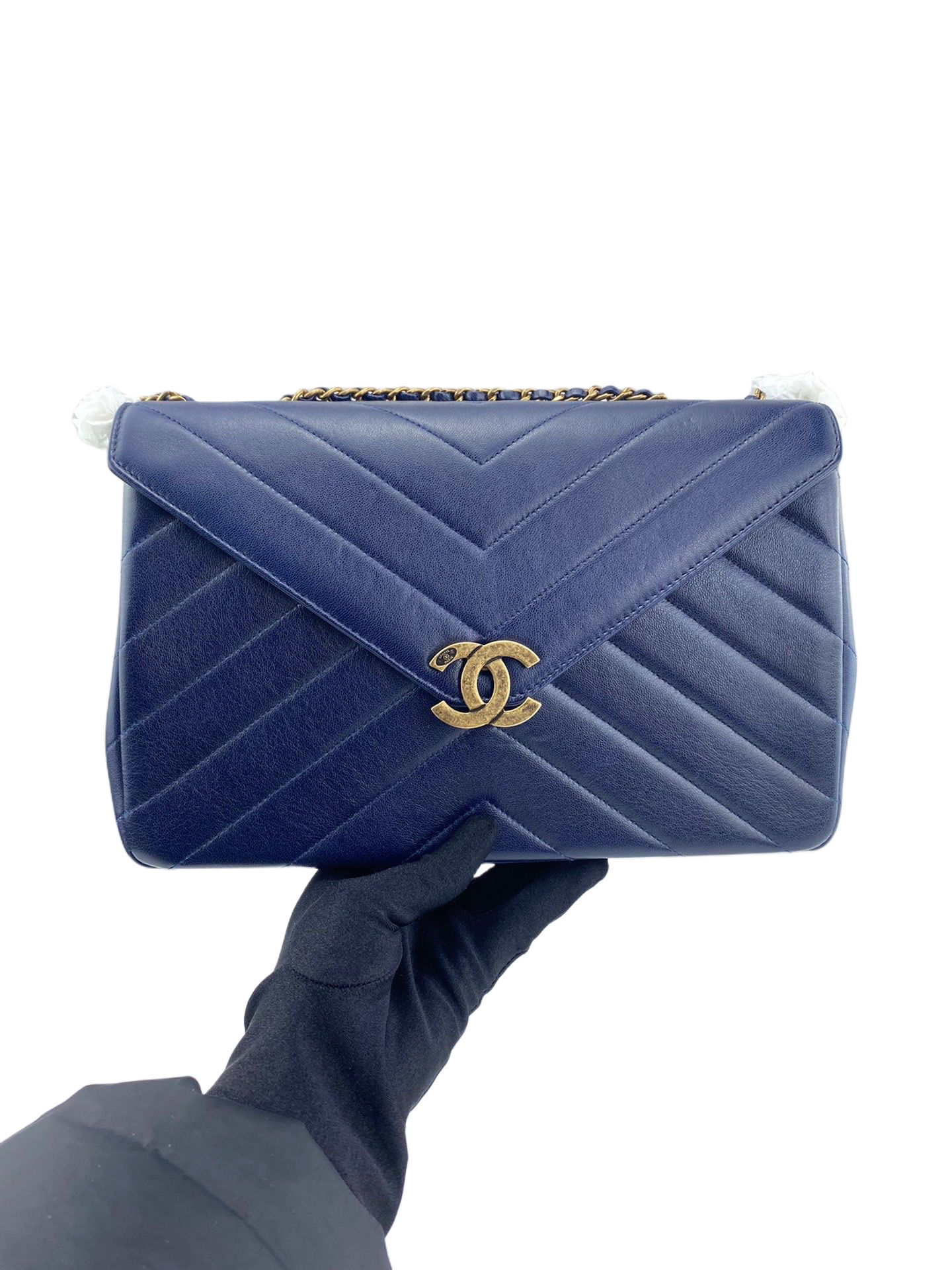 CHANEL bag blue 藍色信封鏈條