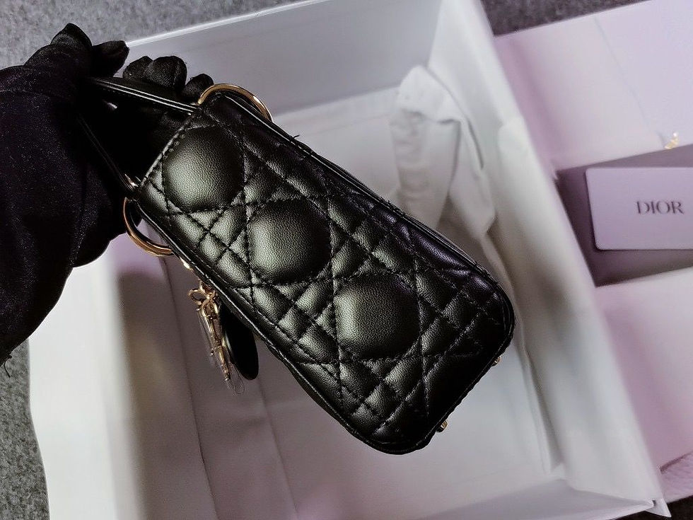 Thumbnail: DIOR Lady Dior mini blkxghw lambskin 黑金羊