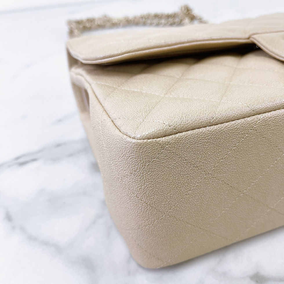 Thumbnail: CHANEL CF Double Flap Jumbo 19S Caviar Iridescent Beige