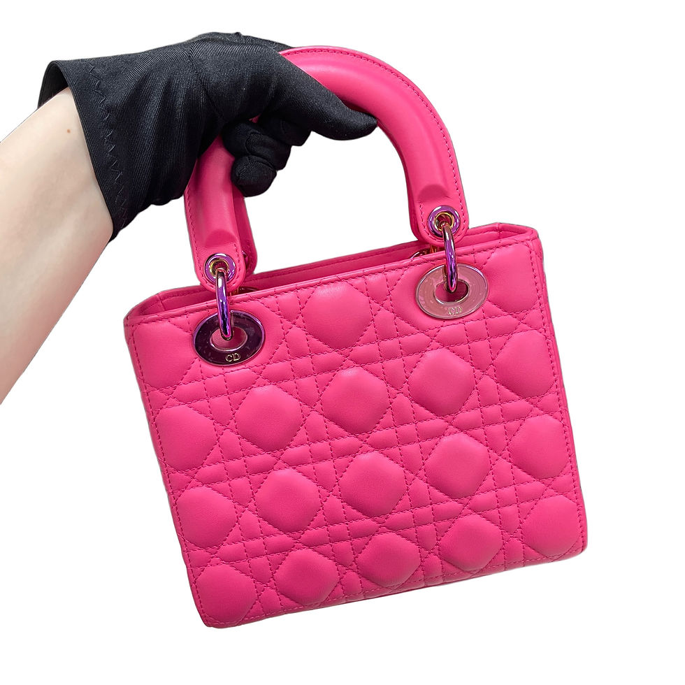 Thumbnail: DIOR Lady My ABCDior Small Lambskin Rose Red Iridescent Hardware 
