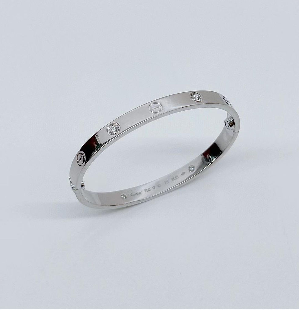 Thumbnail: Cartier Bangle 白金寬版4鑽