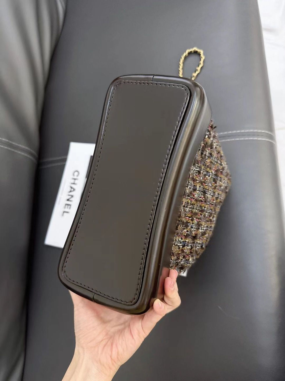Thumbnail: CHANEL Gabrielle Backpack Tweed Brown