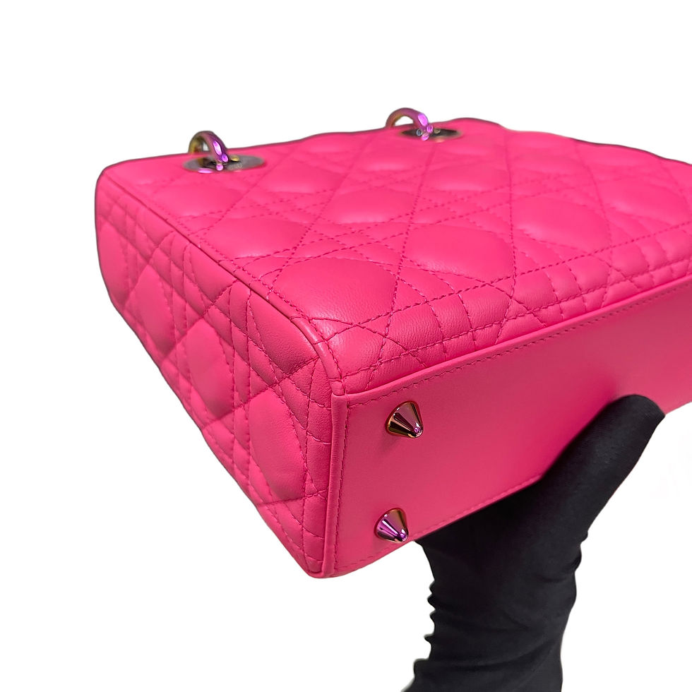 Thumbnail: DIOR Lady My ABCDior Small Lambskin Rose Red Iridescent Hardware 