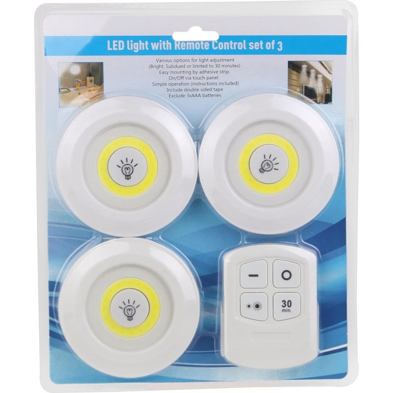 Küçük resim: Uzaktan Kumandalı Yapışkanlı 3'lü Led Spot Lamba
