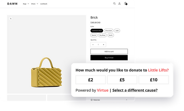 Virtue Shopify App - over 20,000 causes to choose from, support UK Charities from sales