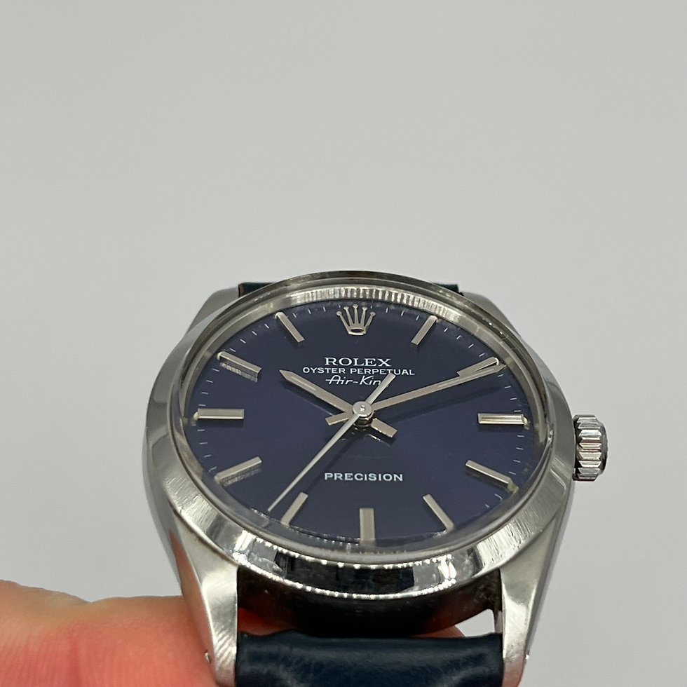 Thumbnail: Rolex Air King 5500 Stainless Steel Blue Dial Blue Leather Strap 34mm Automatic