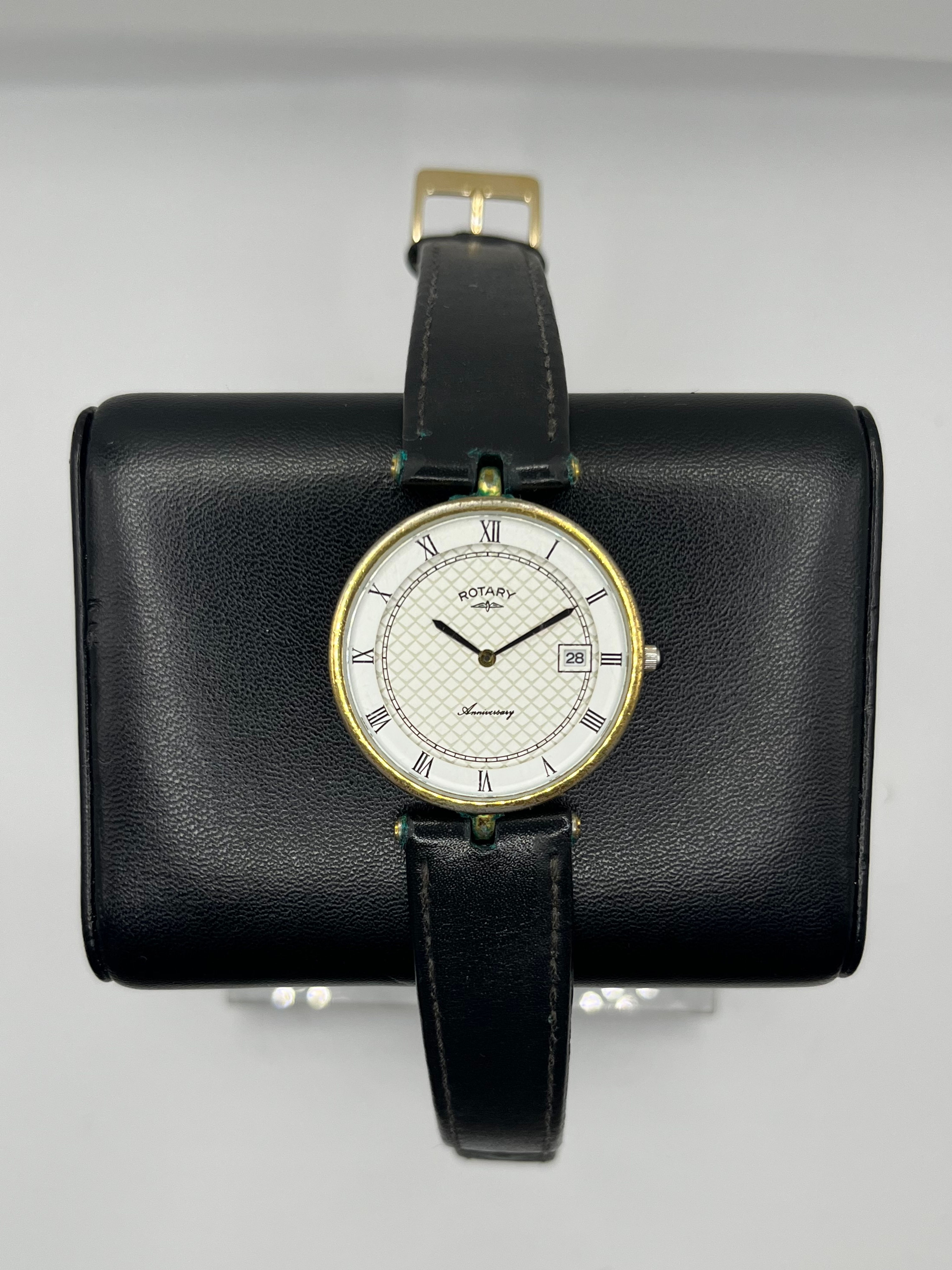 Rotary Anniversary Quartz Date Vintage Leather Watch G694 UCAR 321