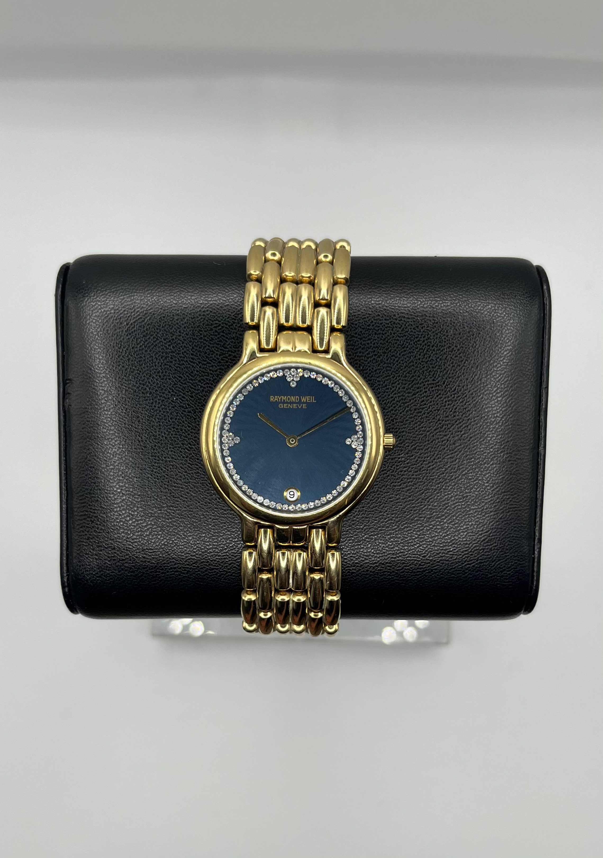 Raymond Weil 9146 18k Gold Plated Diamond Quartz Date Watch Ladies Unisex 32mm