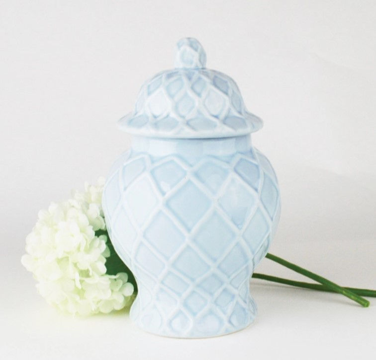 Light Blue Textured Ginger Jar - Small