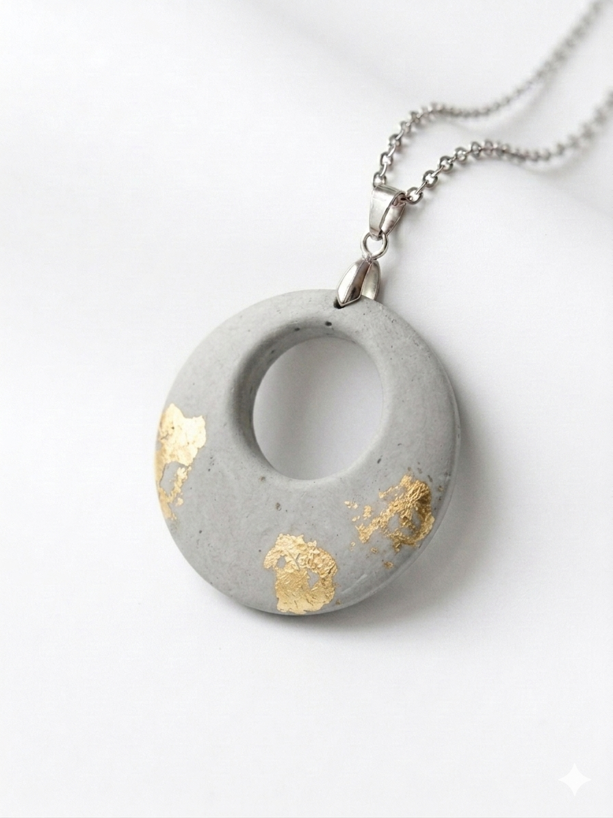 Betonschmuck Anhänger "Disk Gold"