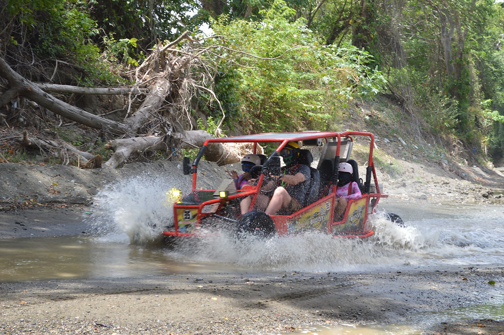 Riding a dune buggy in the Dominican Republic