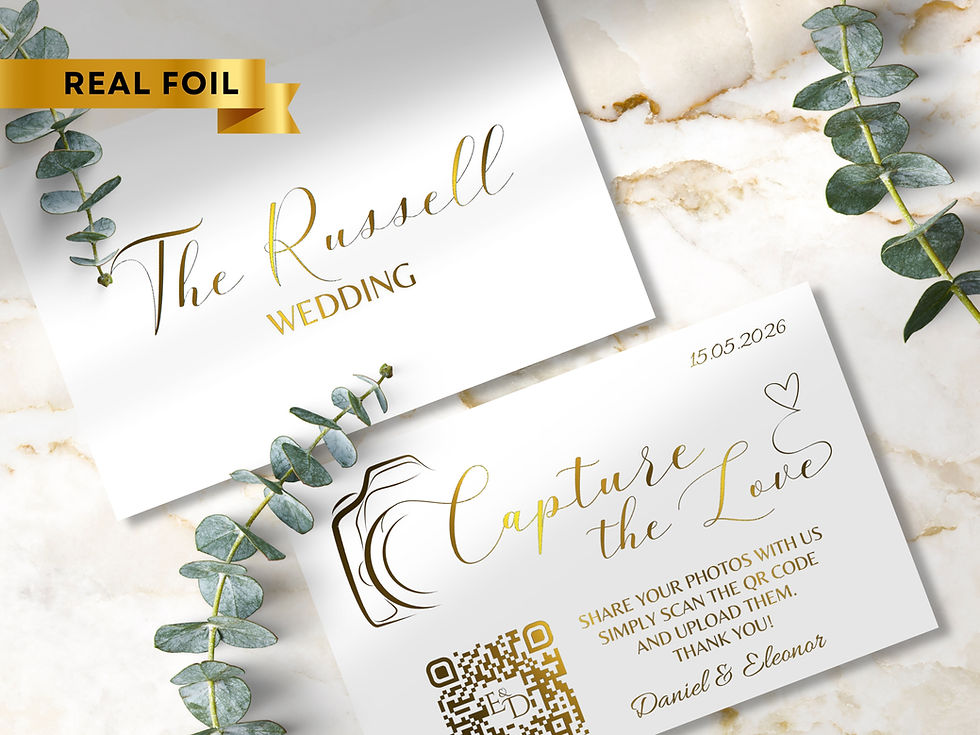Thumbnail: Printed Foiled Wedding Cards Capture the Love with QR Code