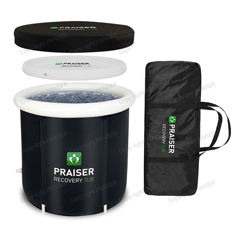 Thumbnail: Inflat Adult Black Luxury Folding Ice Bath Cold Plunge Barrel Inflatable Hot Tub
