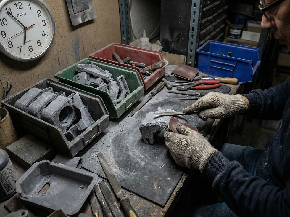 acabamento manual peças impressão 3D lixamento industrial operador