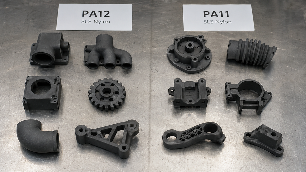 comparação entre pós de nylon PA12 e PA11 para impressão 3D SLS