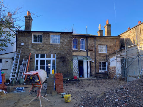 building work at back of Georgian house