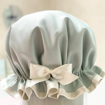 Sage Green Satin Shower Cap