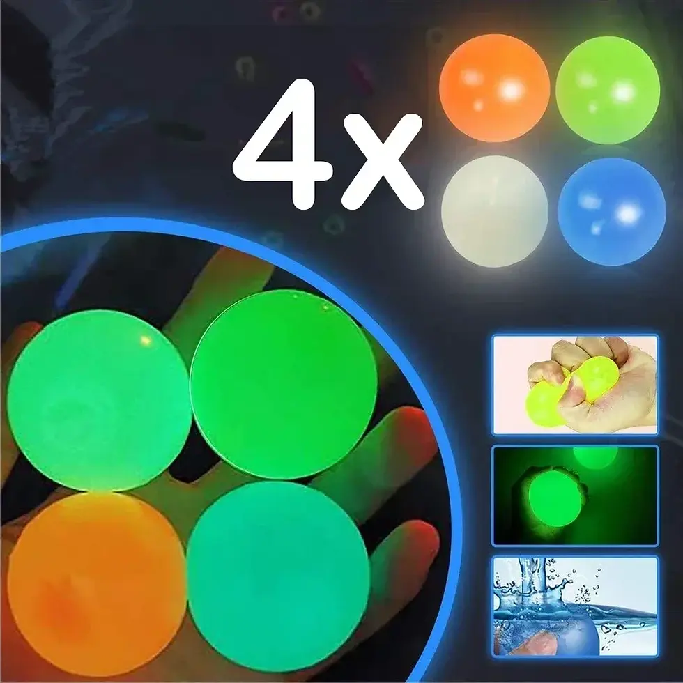 Four glowing multi-color balls