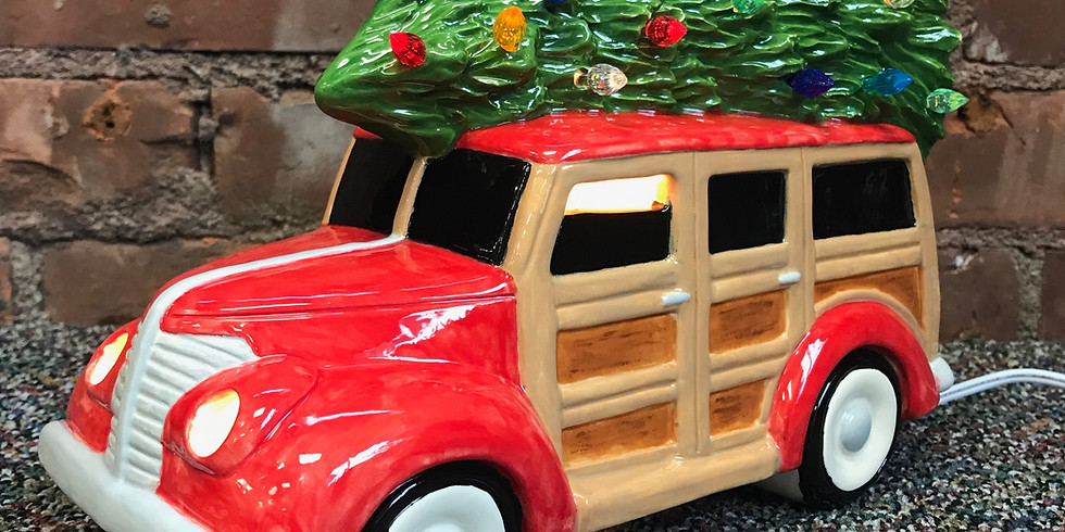 Vintage Lighted Woodie with Tree