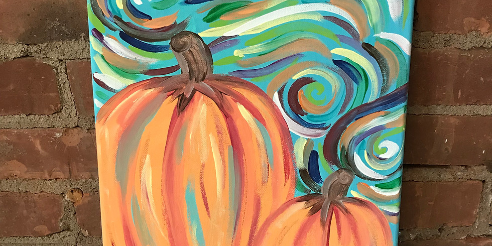 Canvas Cork & Color - Swirling Pumpkins