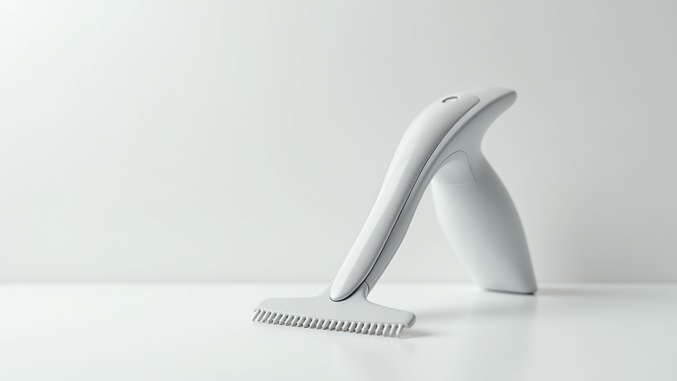 Close-up view of a dermaplaning tool on a clean white surface