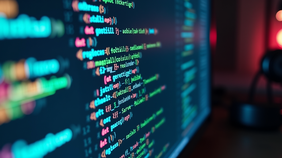 Eye-level view of a colorful coding interface on a computer screen
