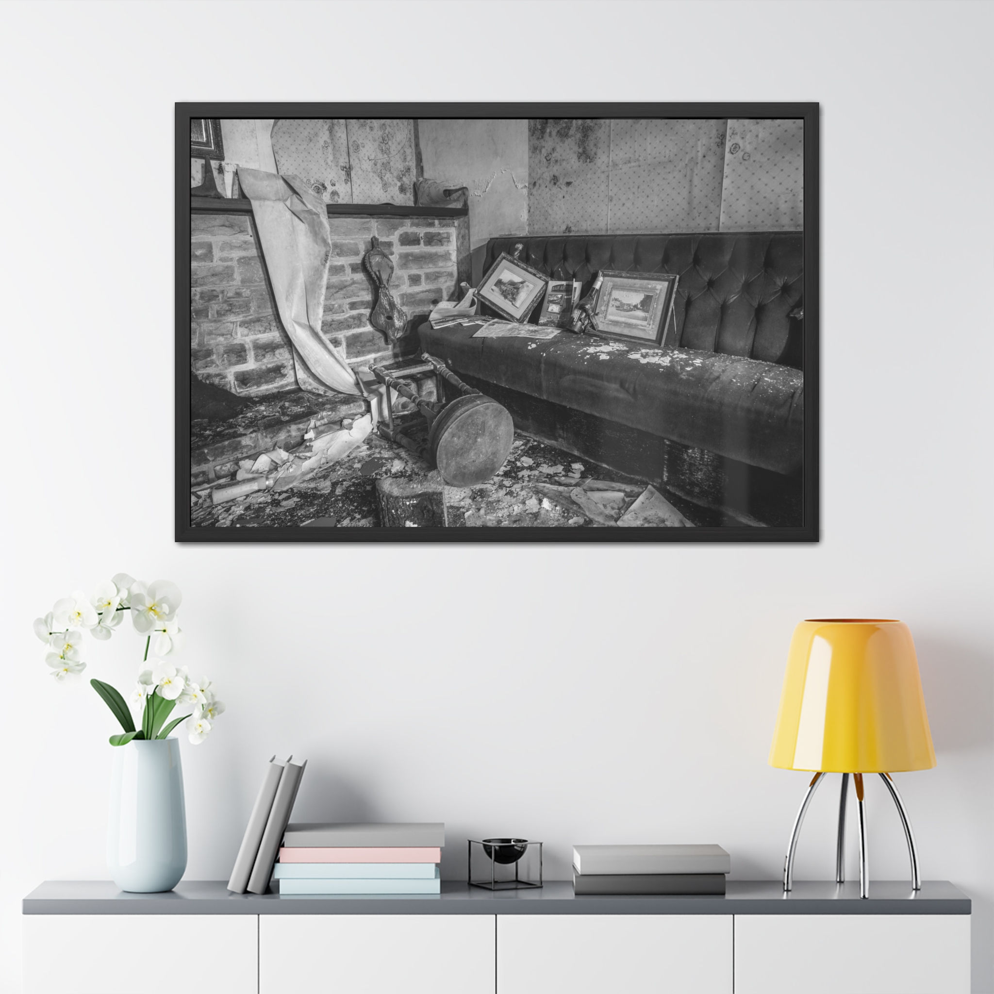 Framed Print: Abandoned Thurlow Arms, Sussex Pub Interior Wall Art - Urban Decay