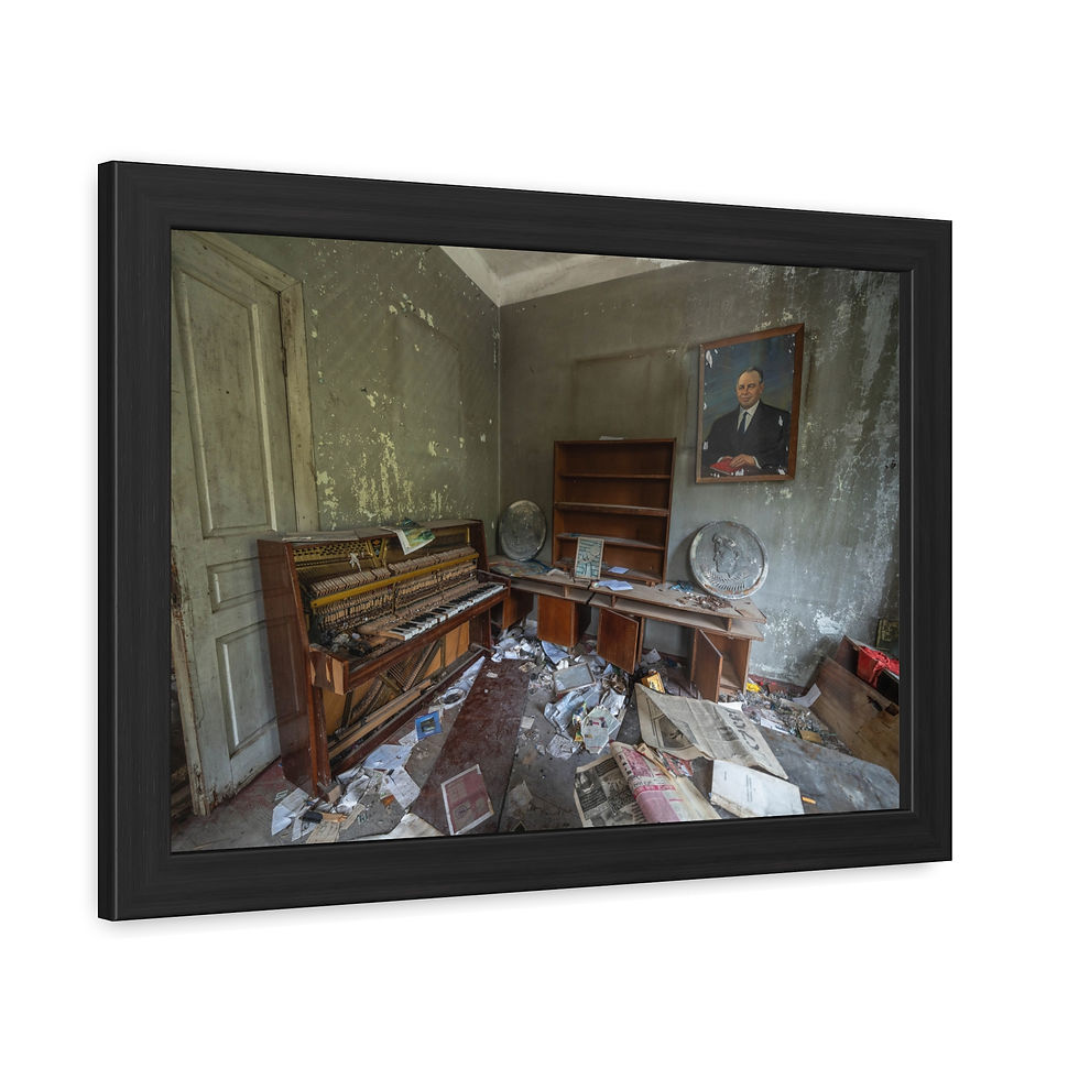 Thumbnail: Dilapidated room with broken piano, desk, and a man's portrait.