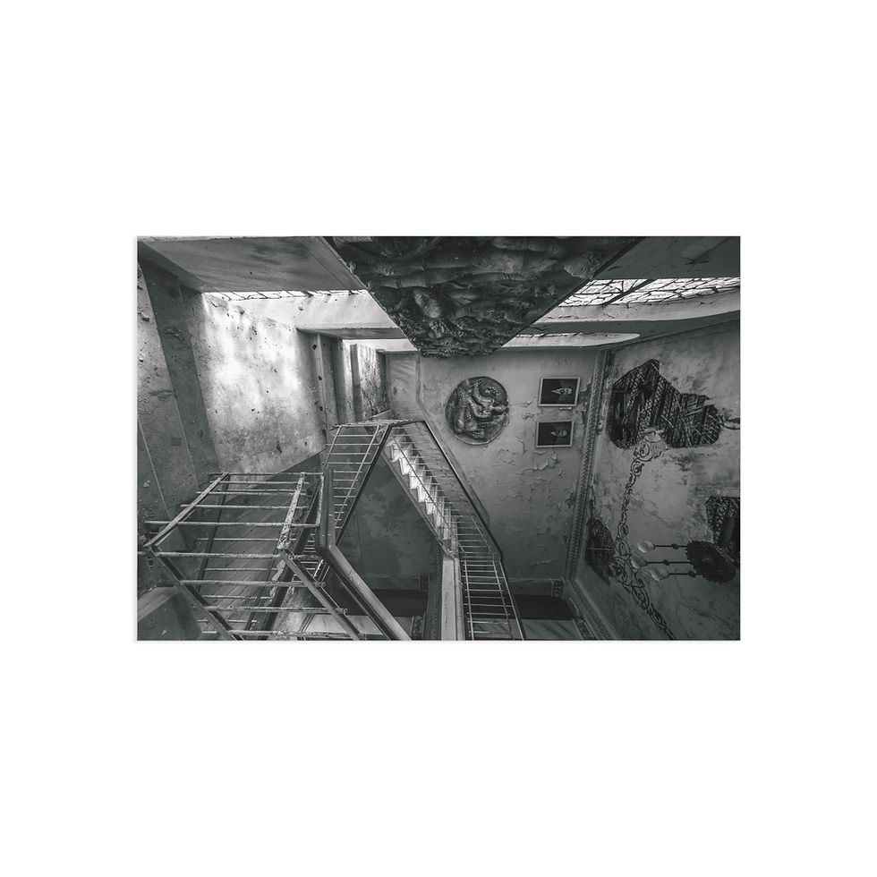 Thumbnail: Fine Art Postcards - Ornate Abandoned Staircase in Georgia, Black & White