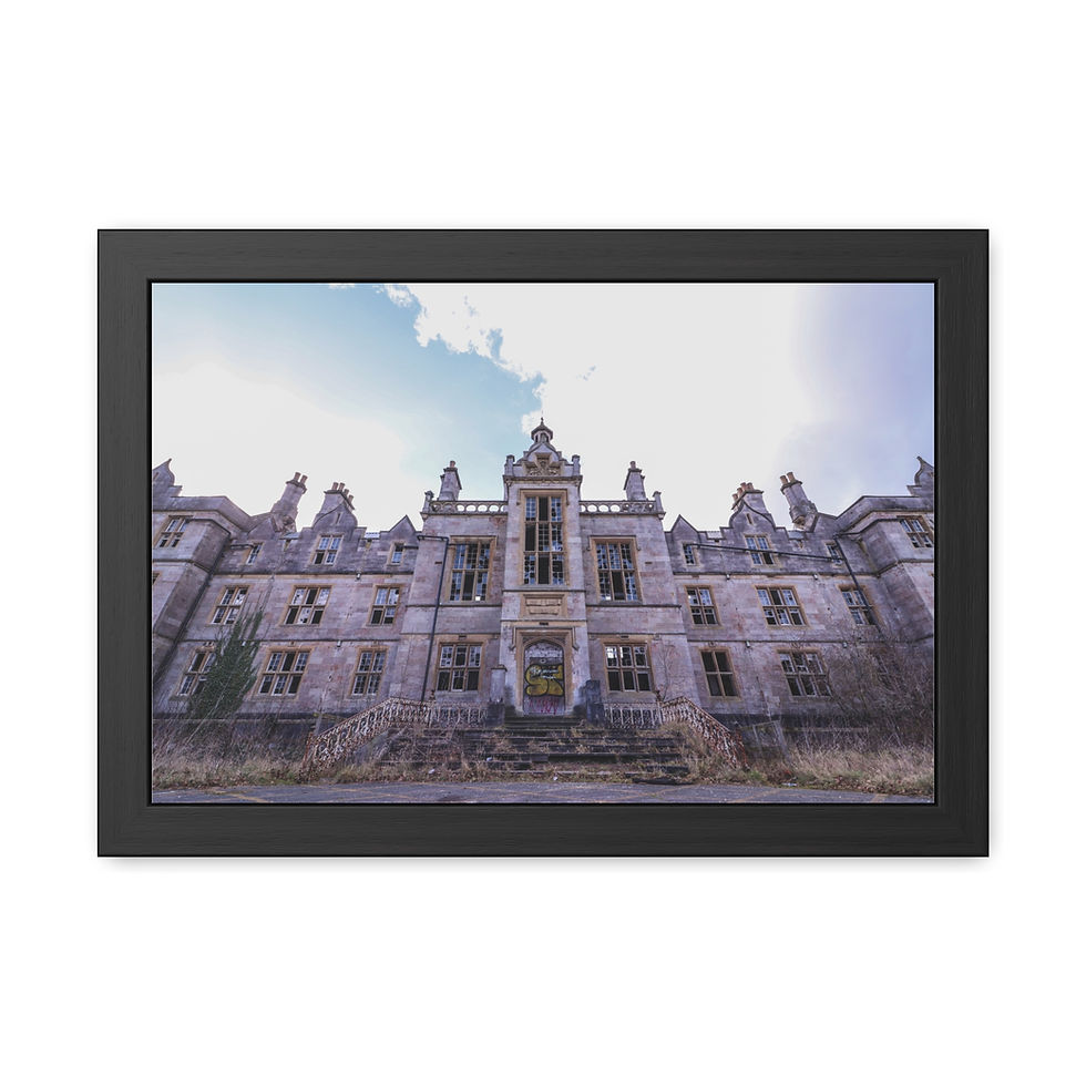 Thumbnail: Imposing abandoned gothic mansion, broken windows, under a cloudy sky.