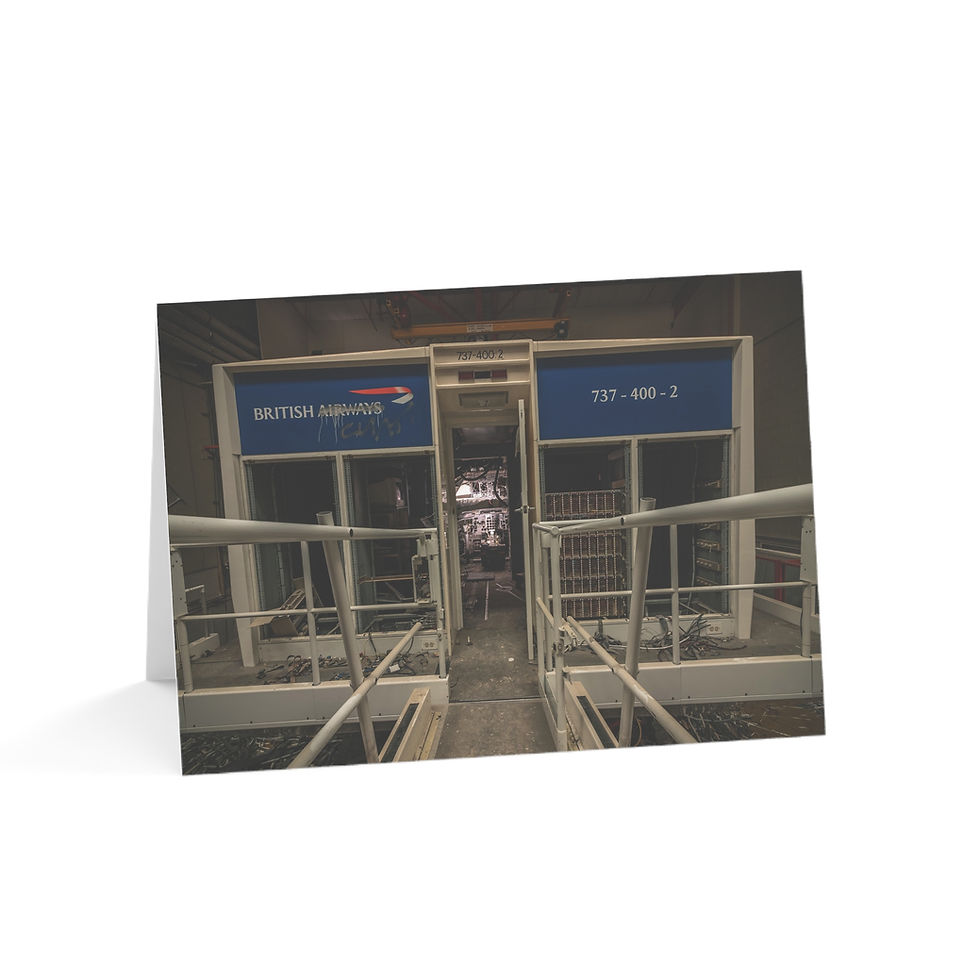 Thumbnail: Greeting card showing airport walkway with signs BOARDING AIRCRAFT, GATE 3.