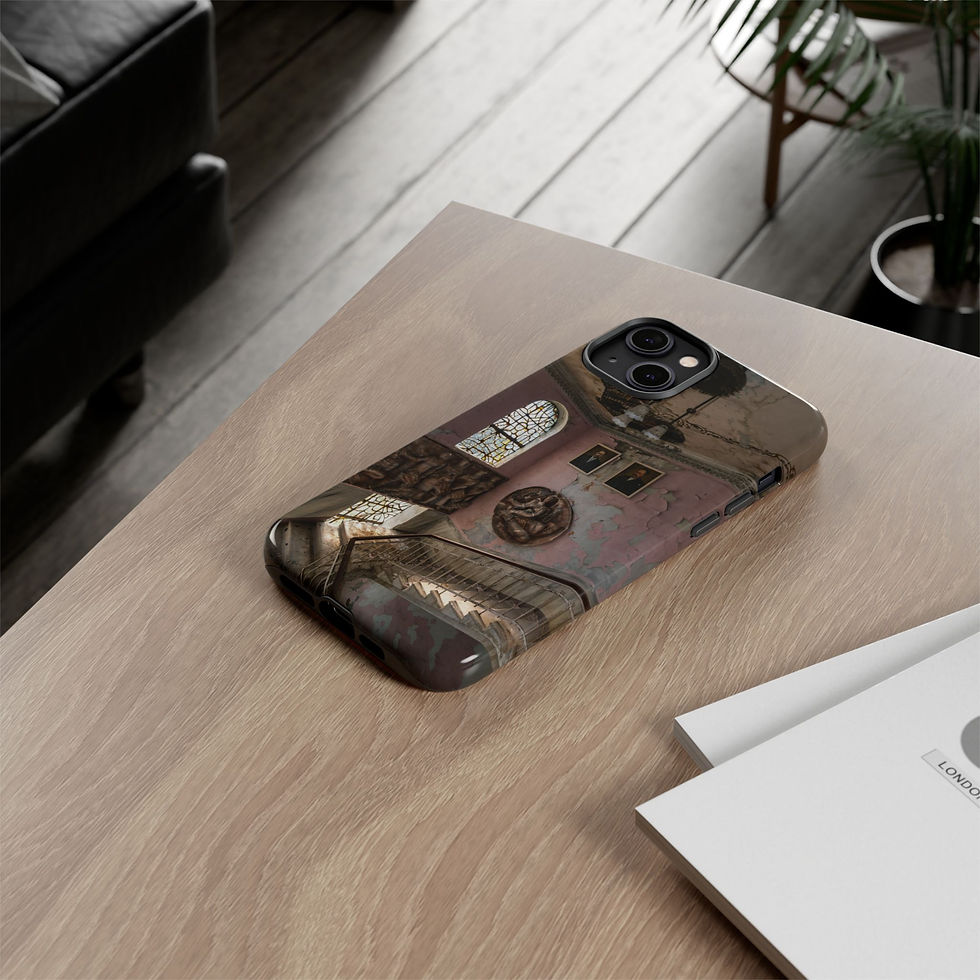 Thumbnail: Modern smartphone in vintage industrial design case on light wooden table.