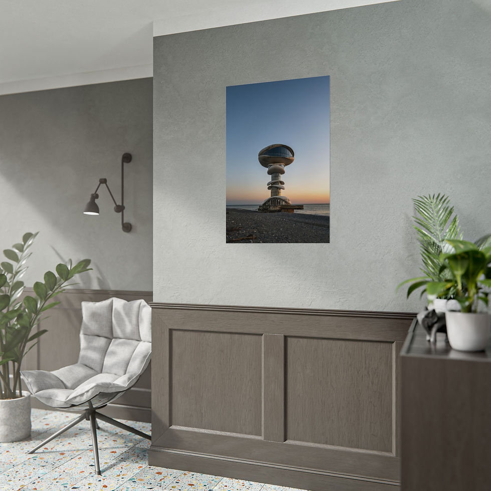 Thumbnail: Poster print: Abandoned tower on Black Sea, Anaklia, Georgia at sunset.