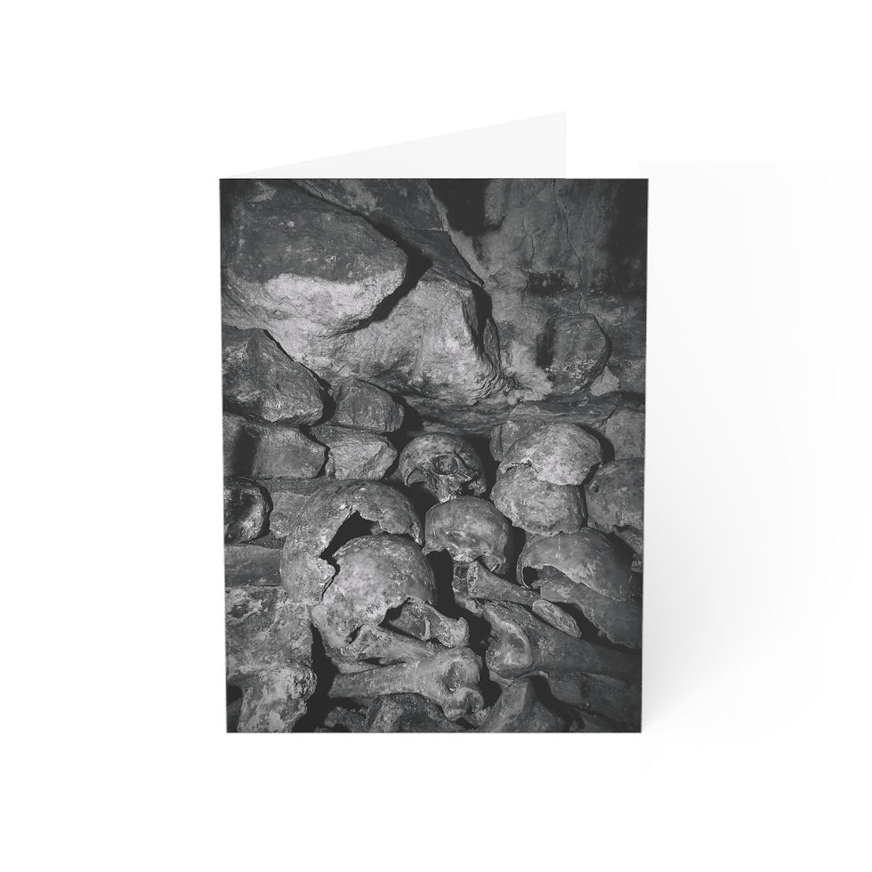 Thumbnail: Paris Catacombs Skulls - Black & White | Greeting Card - Pack of 1, 10, 30 or 50