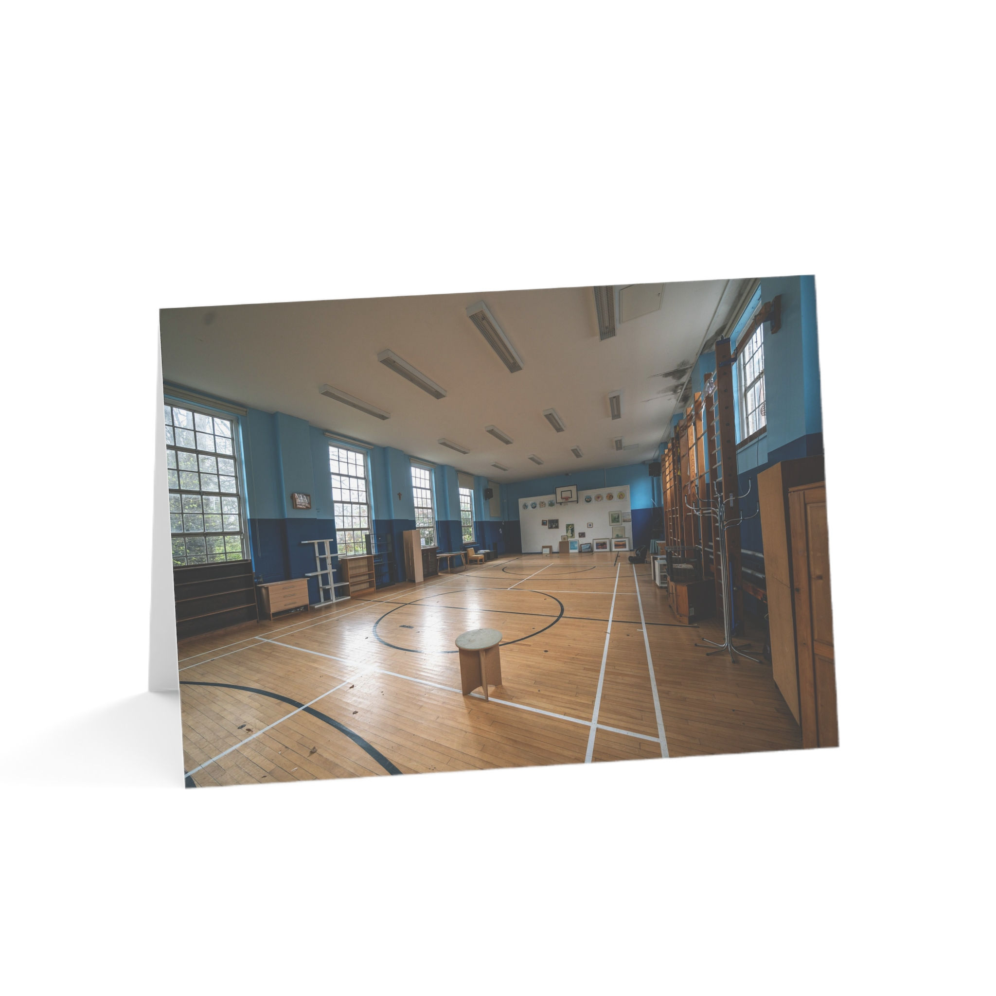 Abandoned School Empty Gym, Sussex Urbex | Greeting Card - Pack of 1, 10, 30, 50