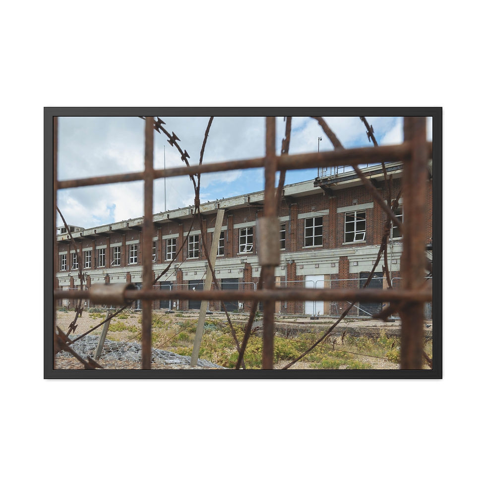 Thumbnail: Framed Print | Fraser Range Through the Wire - Portsmouth Abandoned Navy Base