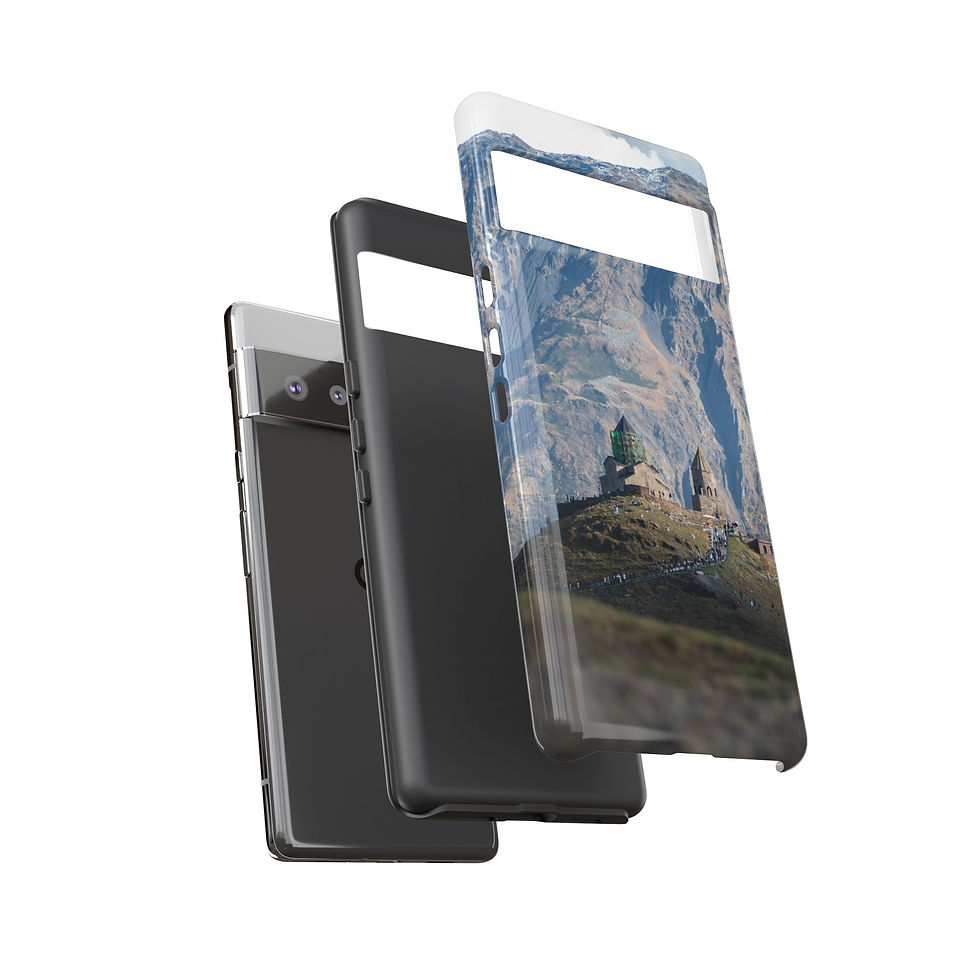 Thumbnail: Three distinct smartphone cases: clear, black, and mountain landscape design.