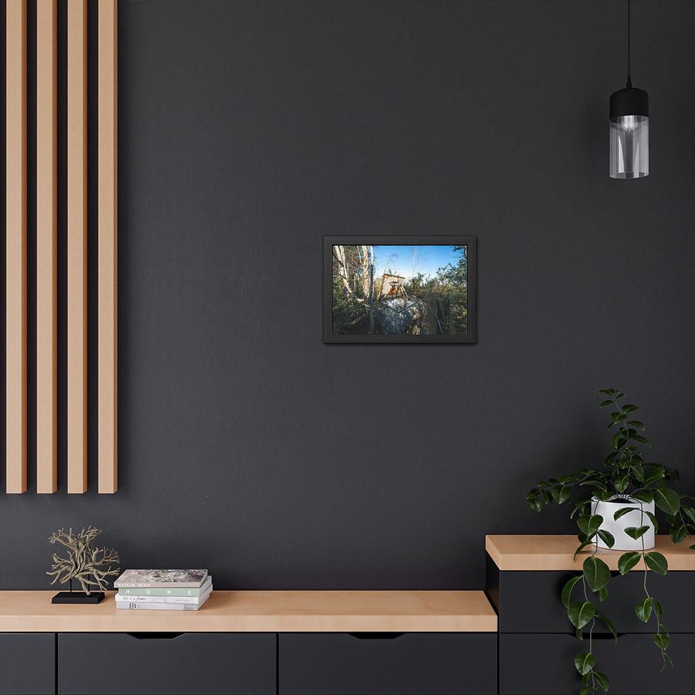 Thumbnail: Framed canvas print of a sunlit European street with old buildings.