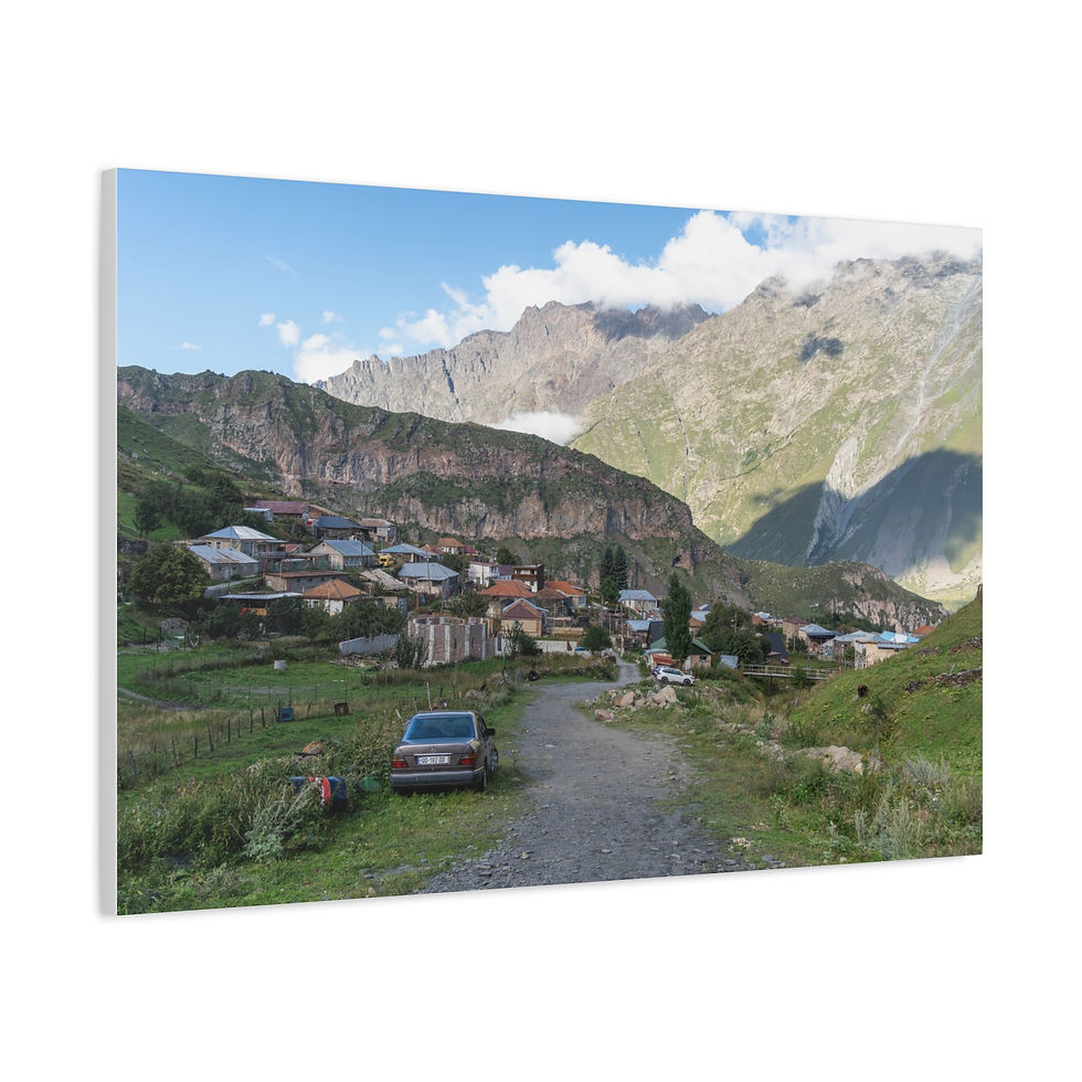 Thumbnail: Canvas Print | Gergeti Village and Caucasus Mountains, Kazbegi Georgia Wall Art