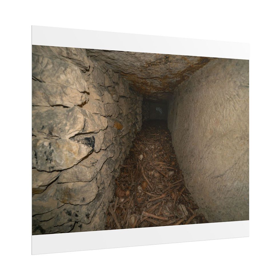 Thumbnail: Dark, narrow underground passage with rough walls and debris-filled floor.