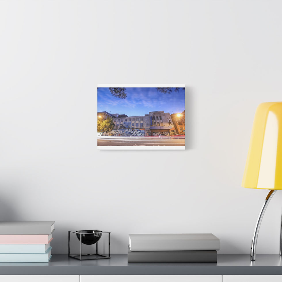 Thumbnail: Vibrant canvas print of a night street, illuminated buildings, and light trails.