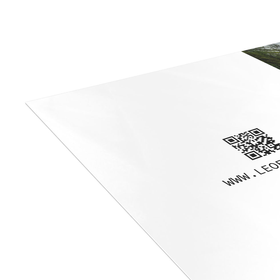 Thumbnail: White product packaging with QR code and partial URL WWW.LEO.