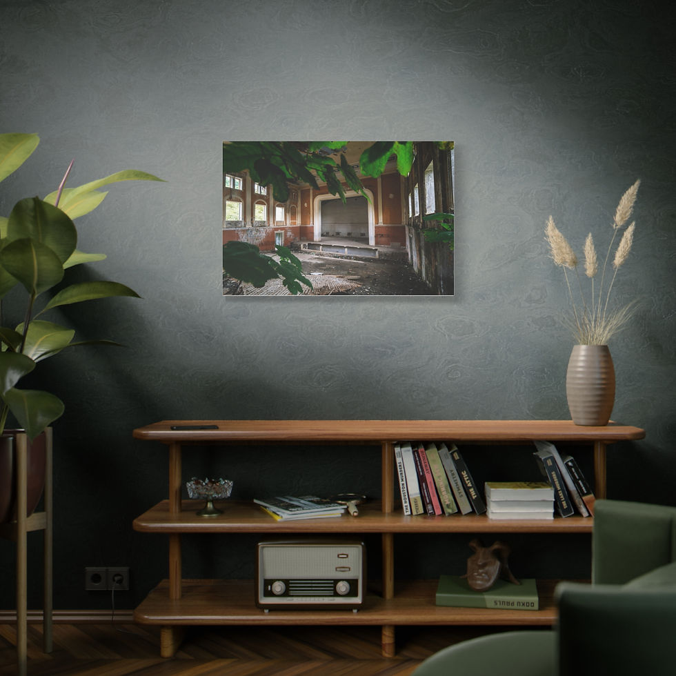 Thumbnail: Poster print of nature reclaiming abandoned building interior with lush greenery.