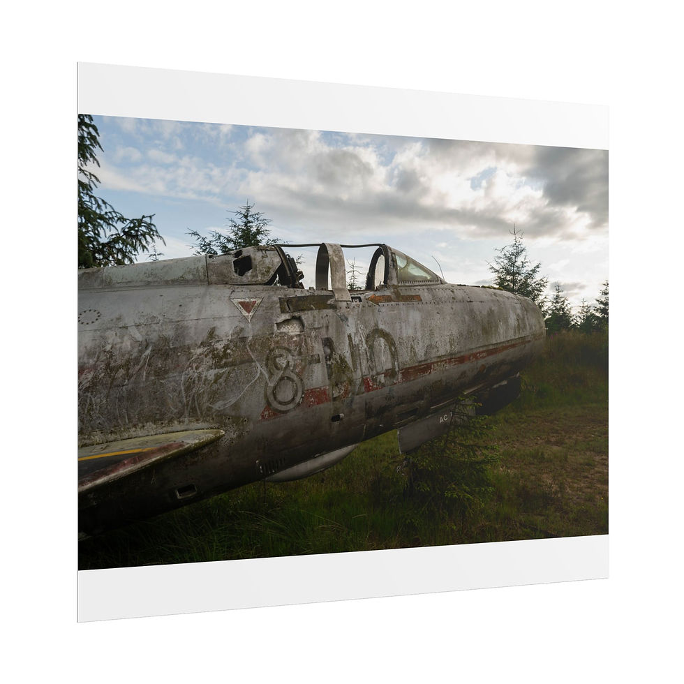 Thumbnail: Rusted, abandoned airplane fuselage in a grassy field under cloudy sky.