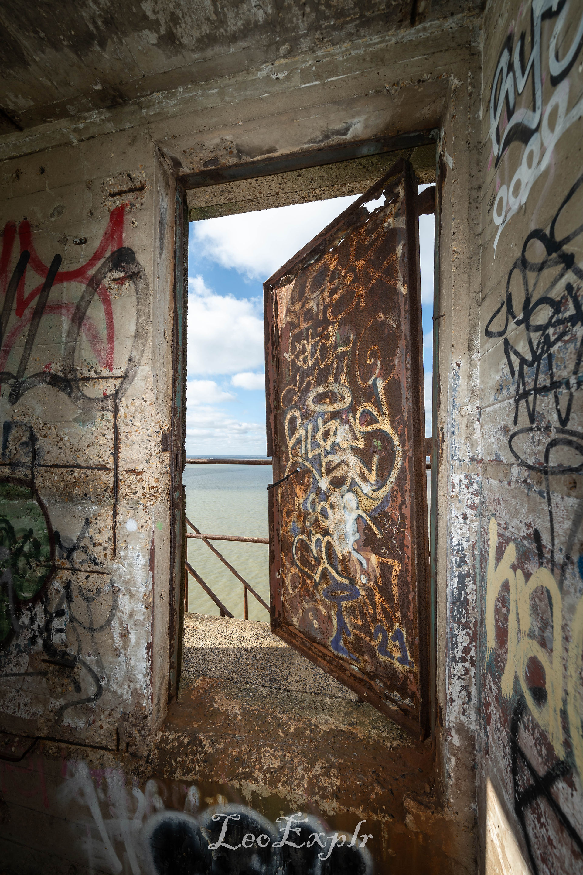 Grain Tower in Isle of Grain - Graffiti covered walls in an abandoned fort out at sea