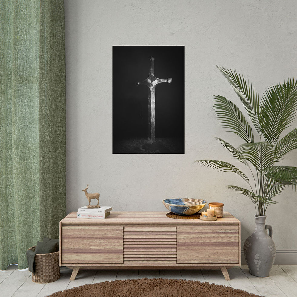 Poster Print Wall Art - Didgori Battle Memorial in Georgia, Cross on a Hill