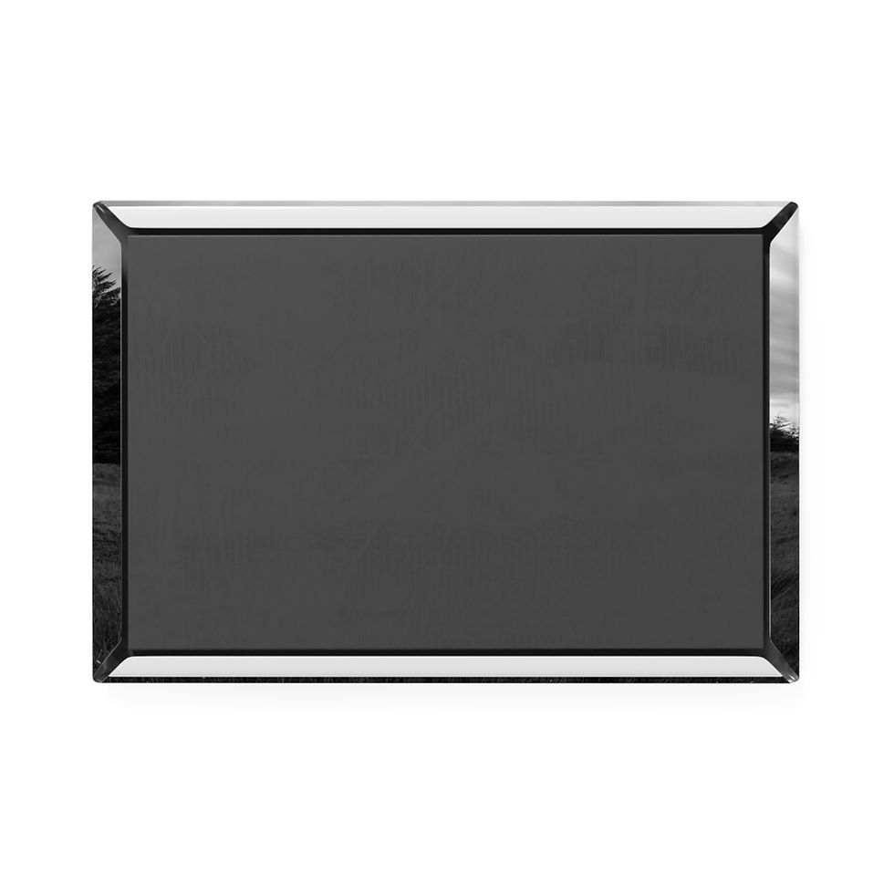 Thumbnail: Rectangular beveled mirror with a dark, reflective surface.