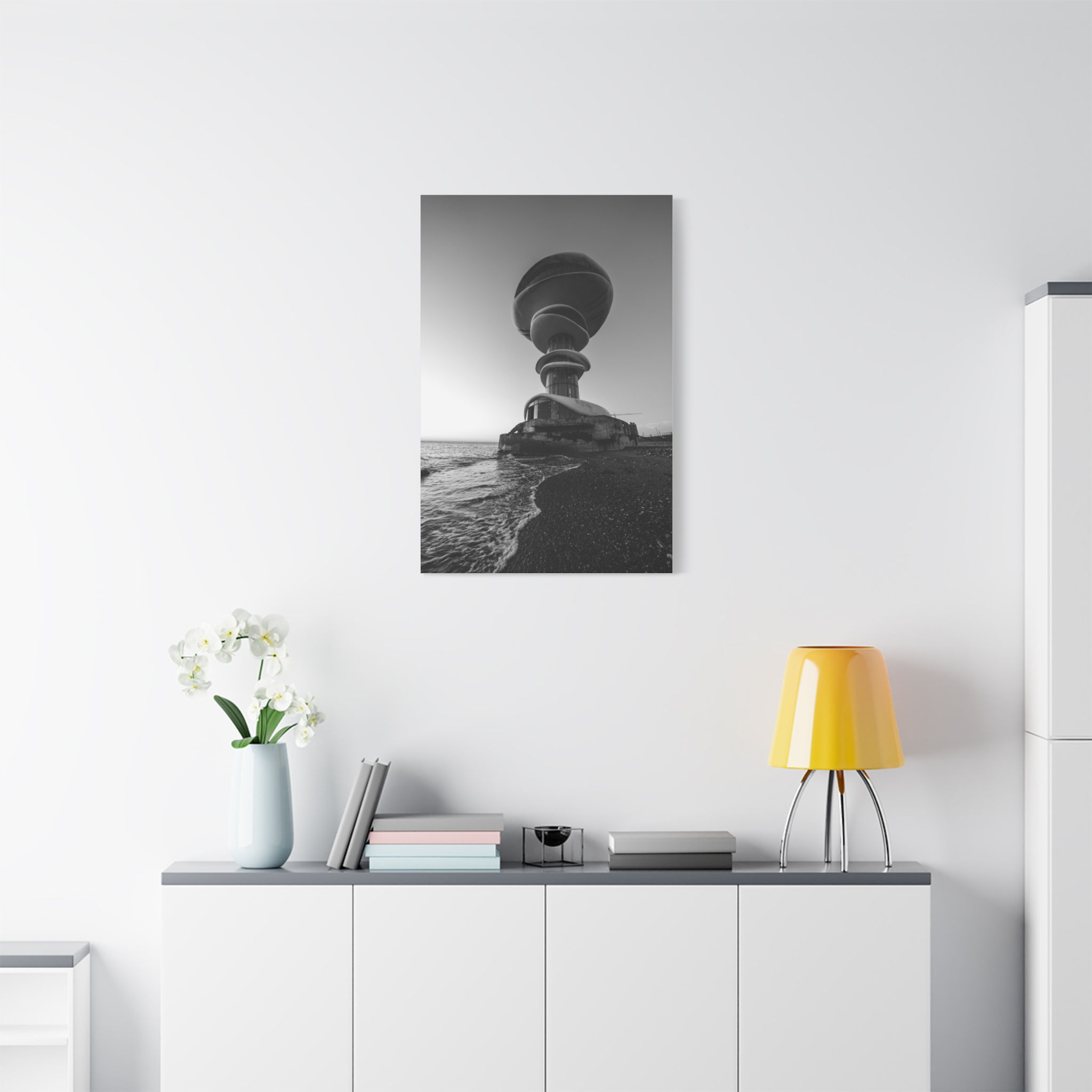 Canvas Print | Abandoned Tower on the Black Sea, Anaklia Georgia - Black & White