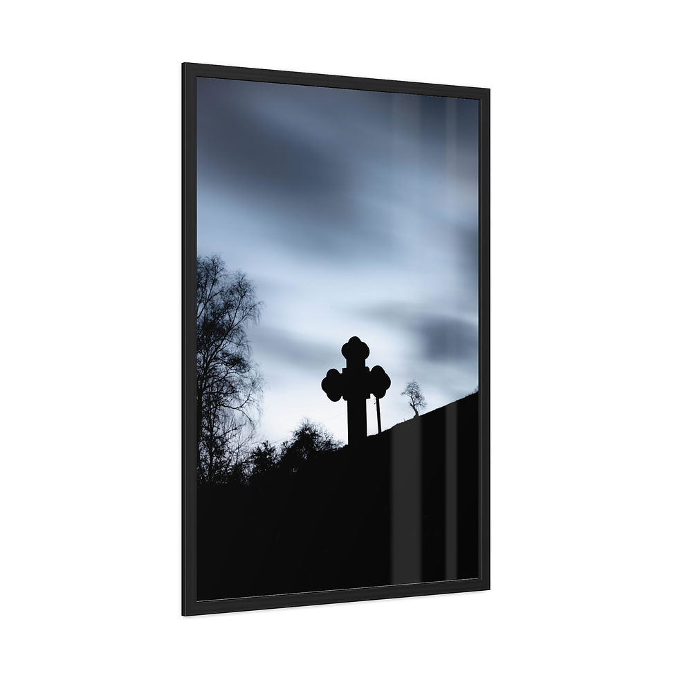 Thumbnail: Dramatic dark cross silhouette, trees against a streaky cloudy sky.